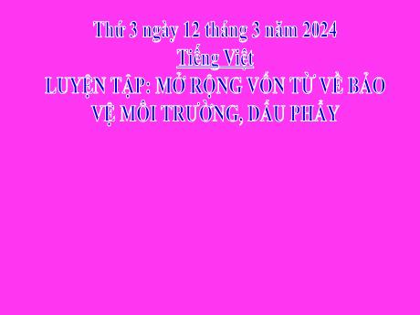Bài giảng Tiếng Việt 2 (Luyện từ và câu) Kết nối tri thức - Bài: Mở rộng vốn từ về bảo vệ môi trường, dấu phẩy - Năm học 2023-2024 - Phan Thị Loan