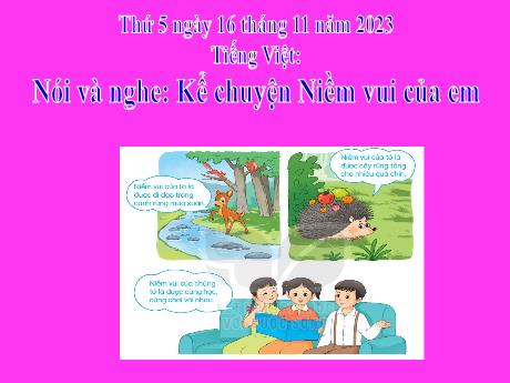 Bài giảng Tiếng Việt 2 (Nói và nghe) Kết nối tri thức - Bài: Kể chuyện Niềm vui của em - Năm học 2023-2024 - Phan Thị Loan