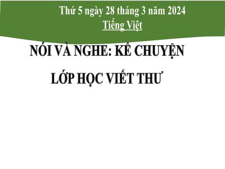 Bài giảng Tiếng Việt 2 (Nói và nghe) Kết nối tri thức - Bài: Kể chuyện Lớp học viết thư - Năm học 2023-2024 - Phan Thị Loan