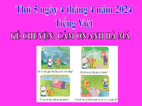 Bài giảng Tiếng Việt 2 (Nói và nghe) Kết nối tri thức - Bài: Kể chuyện Cảm ơn anh hà mã - Năm học 2023-2024 - Phan Thị Loan