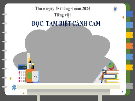 Bài giảng Tiếng Việt 2 (Tập đọc) Kết nối tri thức - Bài 16: Tạm biệt cánh cam - Năm học 2023-2024 - Hà Thị Mỹ Hướng