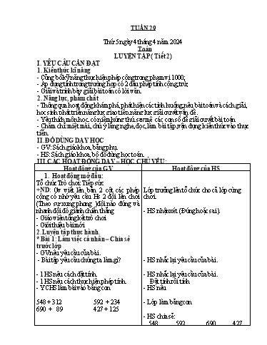 Giáo án Lớp 2 (Kết nối tri thức) - Tuần 29 - Năm học 2023-2024 - Nguyễn Thị Hồng Thuần